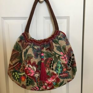Embroidered Tapestry Boho Bag with Tassel